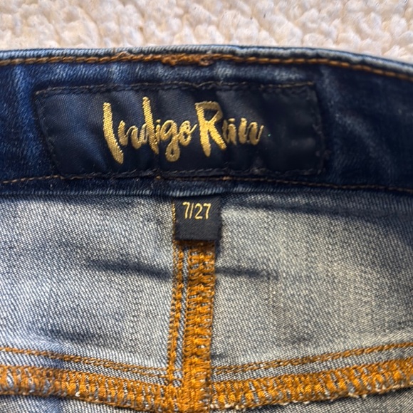 Indigo Rein Dark Blue Button-Front Pencil Skirt - Picture 2 of 4